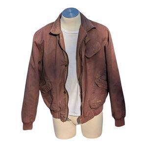 Kakadu Men’s Canvas Leather Collar Zip Up Large Bomber Work Chore Jacket Grudge